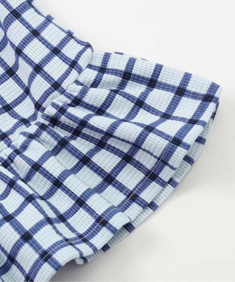 日本童裝 apres les cours 荷葉邊袖華夫格上衣 80-140cm 女童款 夏季 TOPS