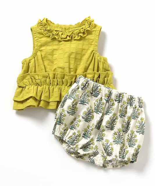 日本童裝 apres les cours 背心短褲兩件套裝 70-80cm 女童款 初生嬰兒 夏季 TOPS PANTS