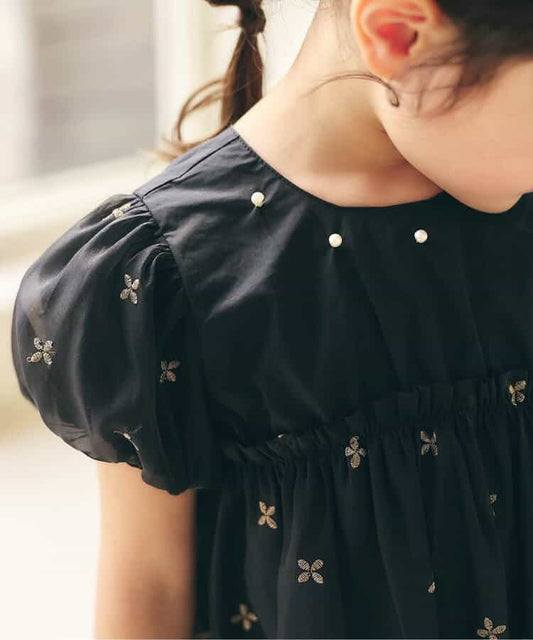 日本童裝 apres les cours 珍珠刺繡網紗連身裙 90-140cm 女童款 夏季 DRESSES