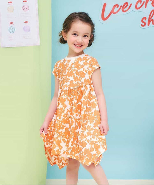 日本童裝 apres les cours 接觸冷感 不對稱下擺連身裙 80-140cm 女童款 夏季 DRESSES