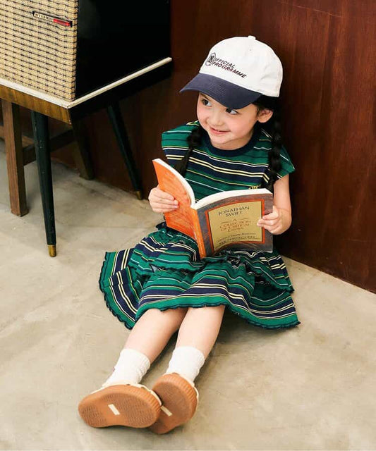 日本童裝 apres les cours 印花荷葉邊連身裙 80-140cm 女童款 夏季 DRESSES