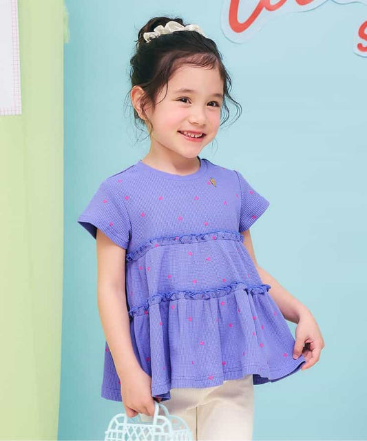 日本童裝 apres les cours 防UV 華夫格上衣 80-140cm 女童款 夏季 TOPS