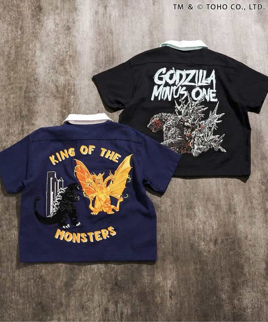 日本童裝 BREEZE x GODZILLA 哥斯拉刺繡襯衫 100-150cm 親子裝 男童款 夏季 TOPS