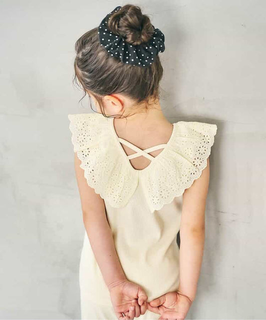 日本童裝 apres les cours 接觸冷感 蕾絲荷葉邊上衣 70-140cm 女童款 夏季 TOPS