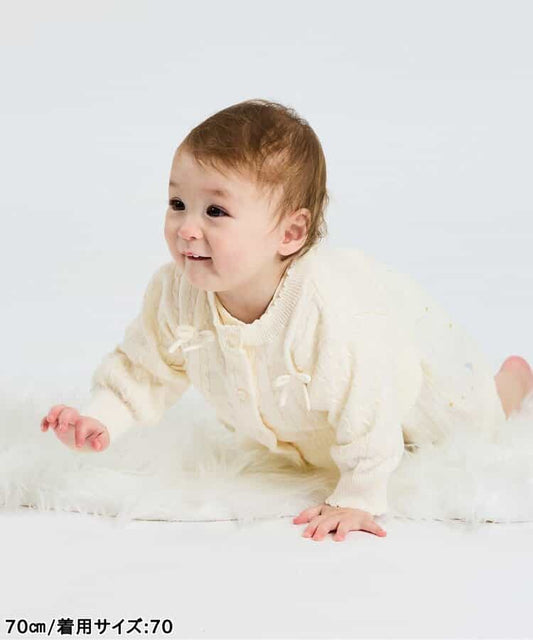 日本童裝 apres les cours 蝴蝶結針織外套 70-80cm 女童款 初生嬰兒 夏季 OUTERWEAR