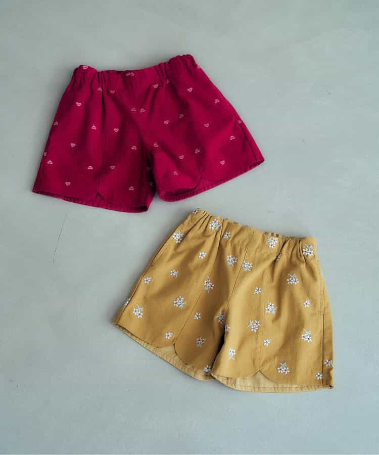 日本童裝 apres les cours 刺繡圖案短褲 80-140cm 女童款 夏季 PANTS 聖誕紅/新年紅
