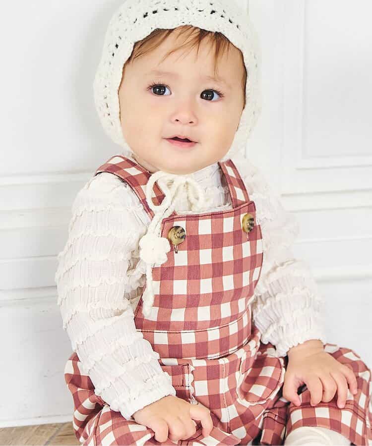 日本童裝 apres les cours 荷葉邊提花連衣 70-80cm 女童款 初生嬰兒 秋季 Jumpsuit