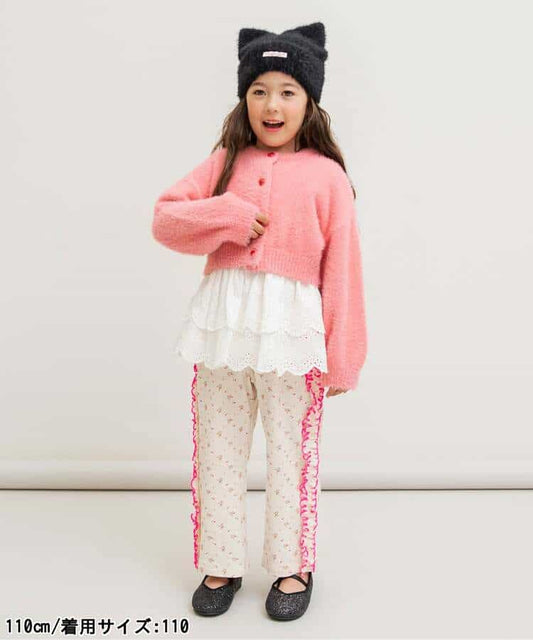 日本童裝 BREEZE 側邊荷葉邊華夫格長褲 80-140cm 女童款 冬季 PANTS