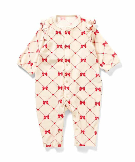 日本童裝 BREEZE 絲絨印花連衣 70-80cm 女童款 初生嬰兒 冬季 Jumpsuit