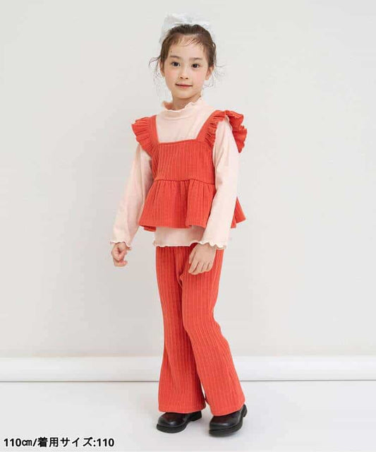 日本童裝 BREEZE 絲絨喇叭褲 80-140cm 女童款 冬季 PANTS 聖誕紅/新年紅