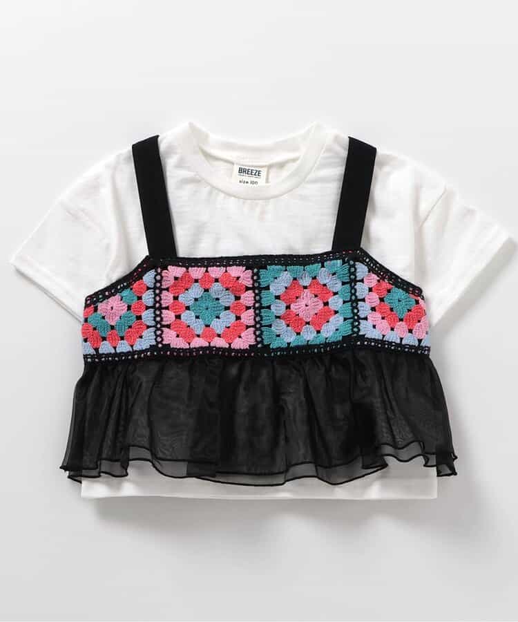 Japanese children's clothing BREEZE crochet two-piece suit 80-140cm girls summer TOPS