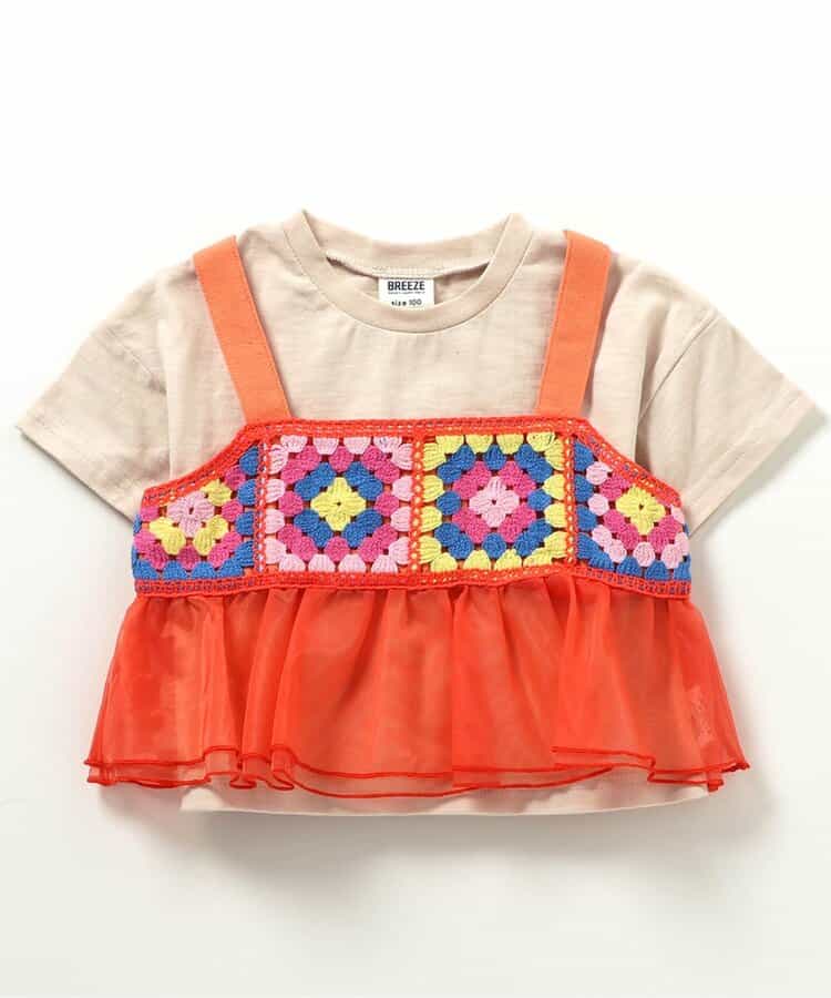 Japanese children's clothing BREEZE crochet two-piece suit 80-140cm girls summer TOPS