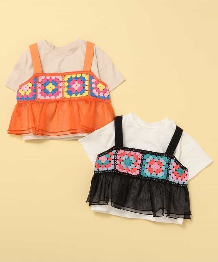 Japanese children's clothing BREEZE crochet two-piece suit 80-140cm girls summer TOPS