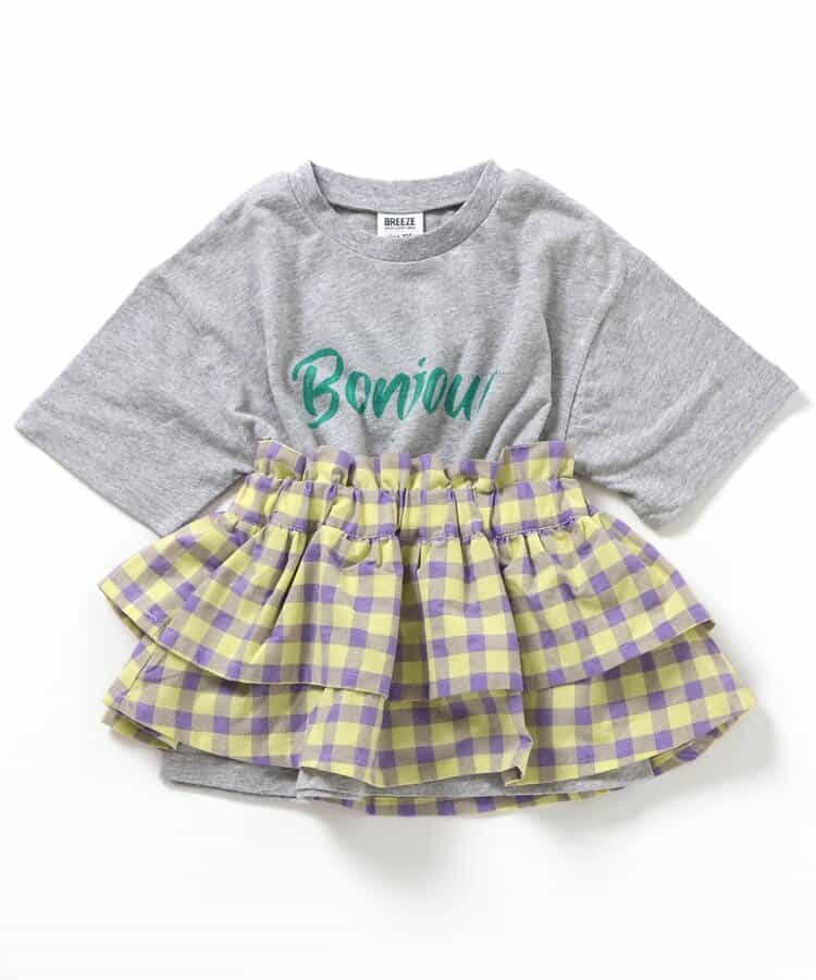 Japanese children's clothing BREEZE top cake skirt two-piece set 80-140cm girls summer TOPS