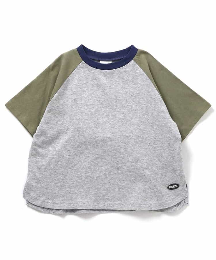 Japanese children's clothing BREEZE color block short-sleeved top 90-160cm boys/girls summer TOPS