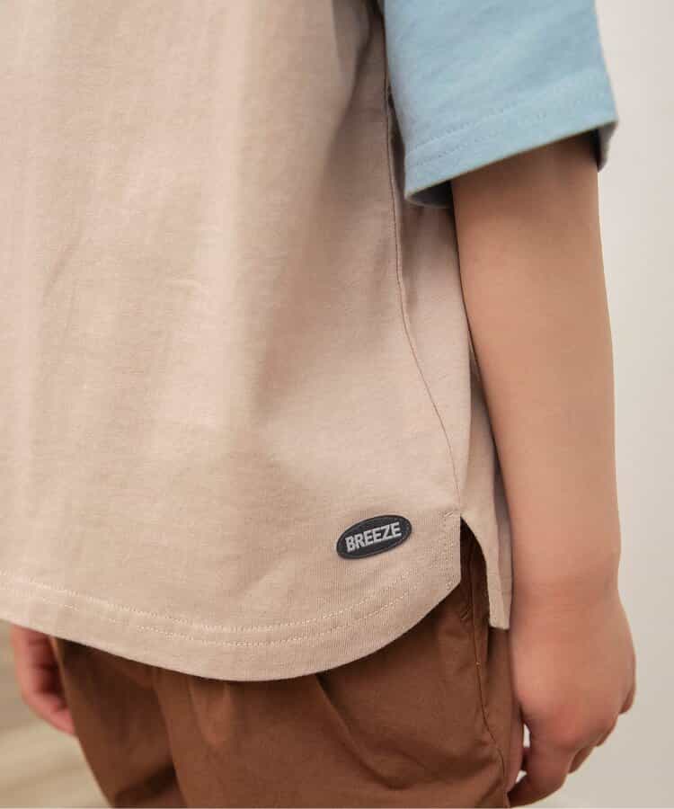 Japanese children's clothing BREEZE color block short-sleeved top 90-160cm boys/girls summer TOPS