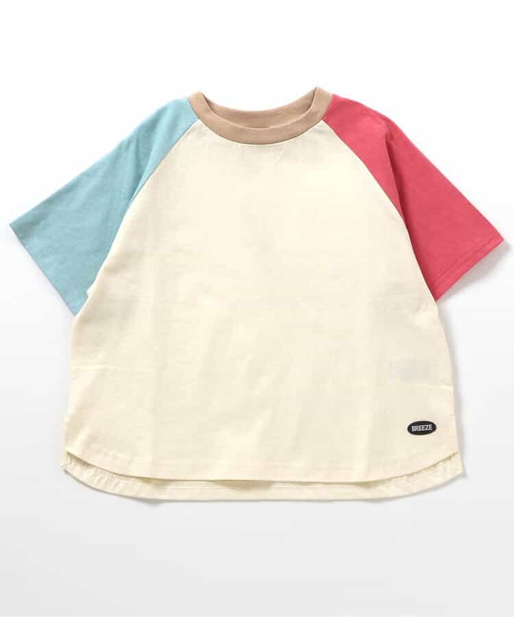 Japanese children's clothing BREEZE color block short-sleeved top 90-160cm boys/girls summer TOPS