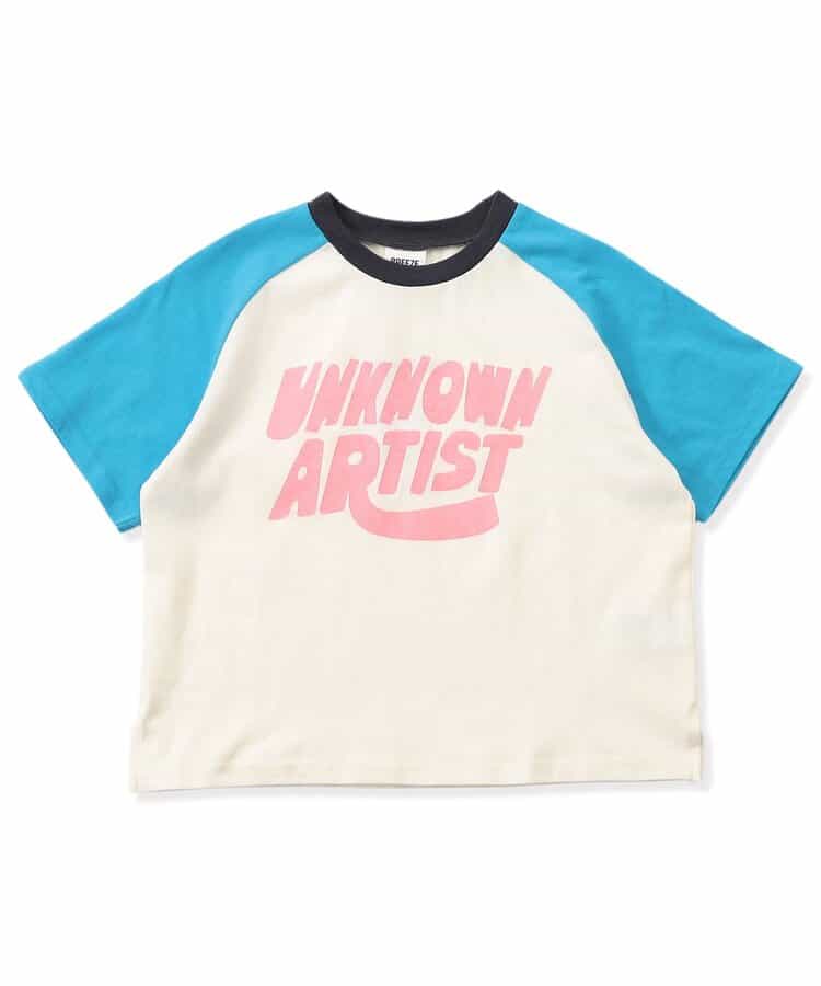 Japanese children's clothing BREEZE color block shoulder letter top 80-140cm boys/girls summer TOPS