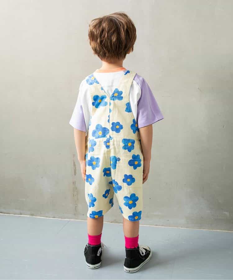 Japanese children's clothing BREEZE color block shoulder letter top 80-140cm boys/girls summer TOPS
