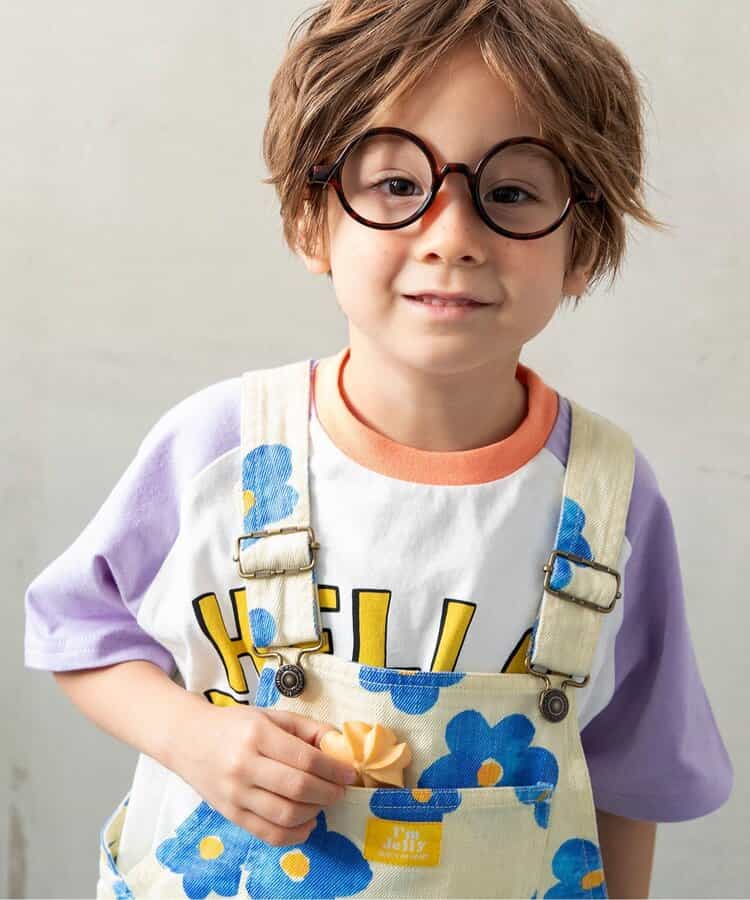 Japanese children's clothing BREEZE color block shoulder letter top 80-140cm boys/girls summer TOPS