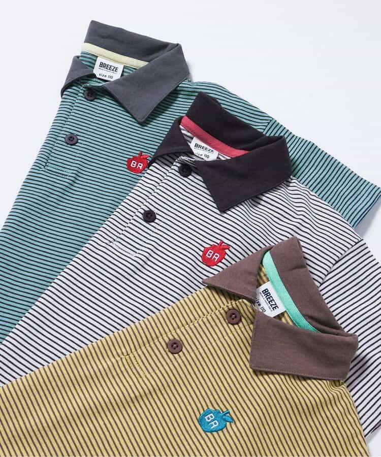 Japanese children's clothing BREEZE polo striped top 80-150cm boys' summer TOPS