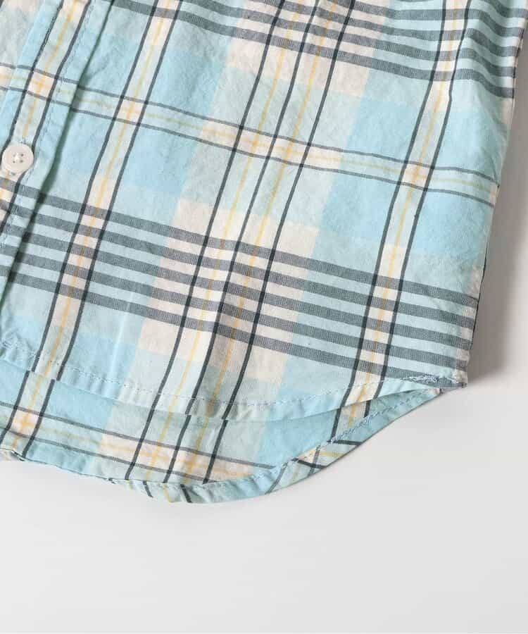 Japanese children's clothing BREEZE stand-up collar yarn-dyed shirt 80-140cm boys' summer TOPS