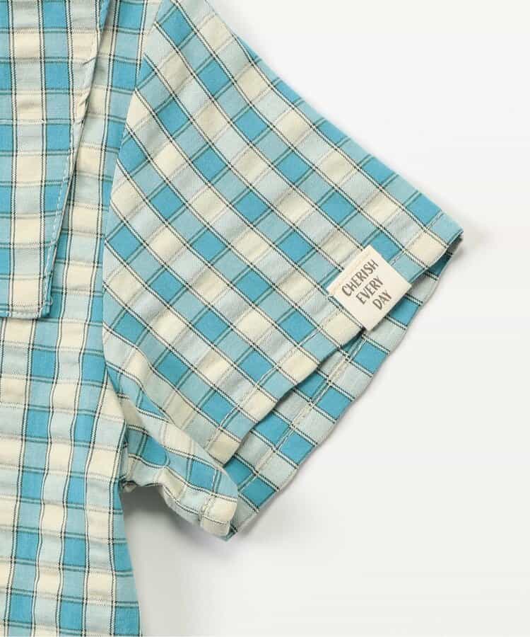 Japanese children's clothing BREEZE plaid sailor top 90-140cm boys/girls summer TOPS