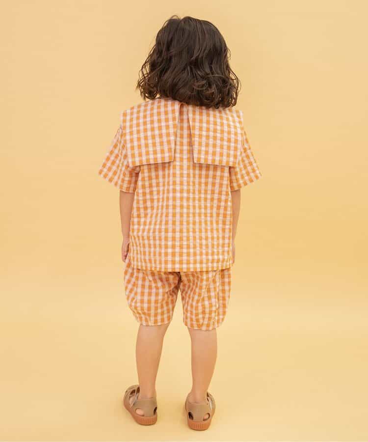Japanese children's clothing BREEZE plaid sailor top 90-140cm boys/girls summer TOPS