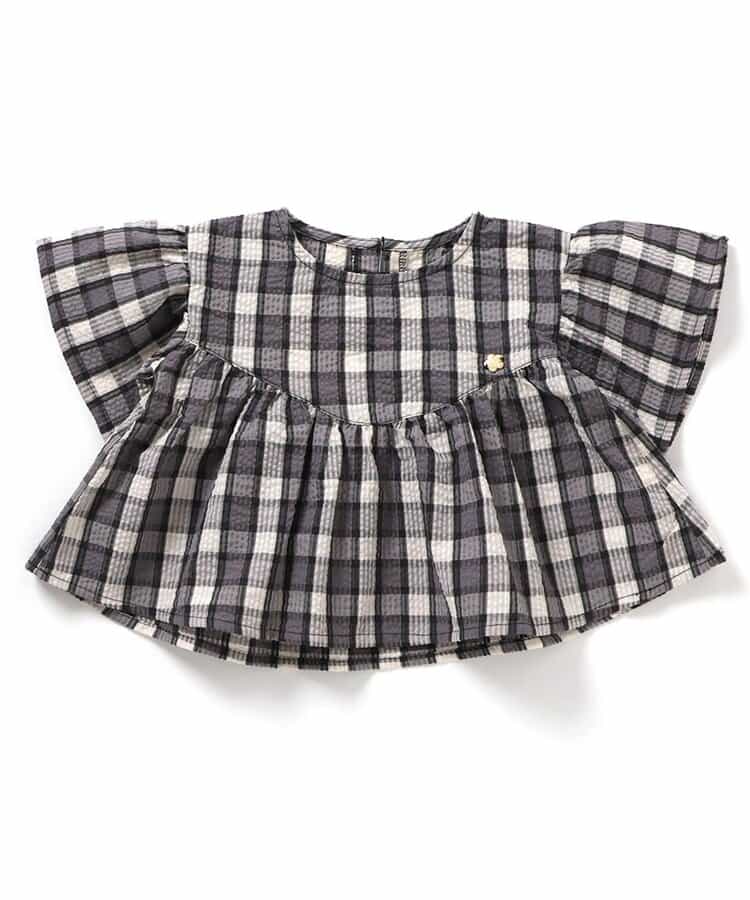 Japanese children's clothing BREEZE ruffled plaid top 80-140cm girls summer TOPS