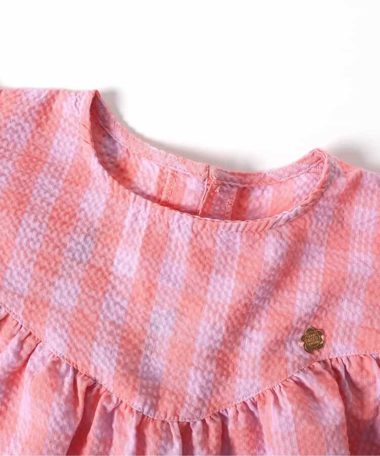 Japanese children's clothing BREEZE ruffled plaid top 80-140cm girls summer TOPS