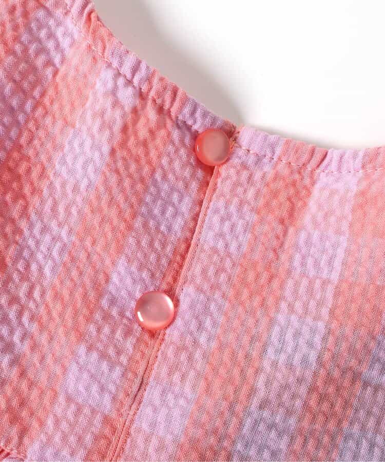 Japanese children's clothing BREEZE ruffled plaid top 80-140cm girls summer TOPS