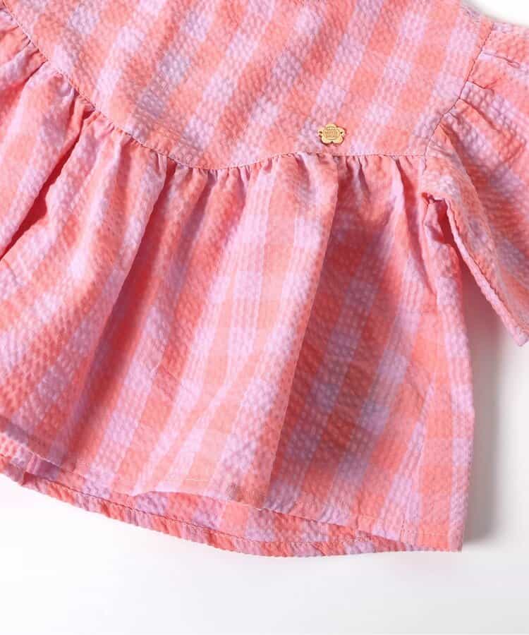 Japanese children's clothing BREEZE ruffled plaid top 80-140cm girls summer TOPS