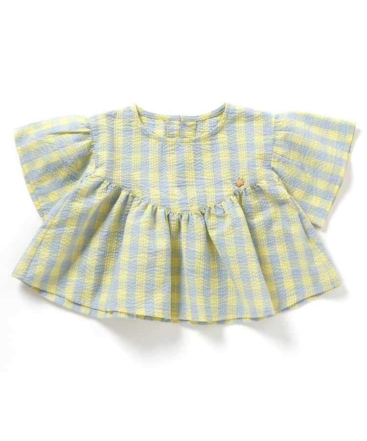 Japanese children's clothing BREEZE ruffled plaid top 80-140cm girls summer TOPS
