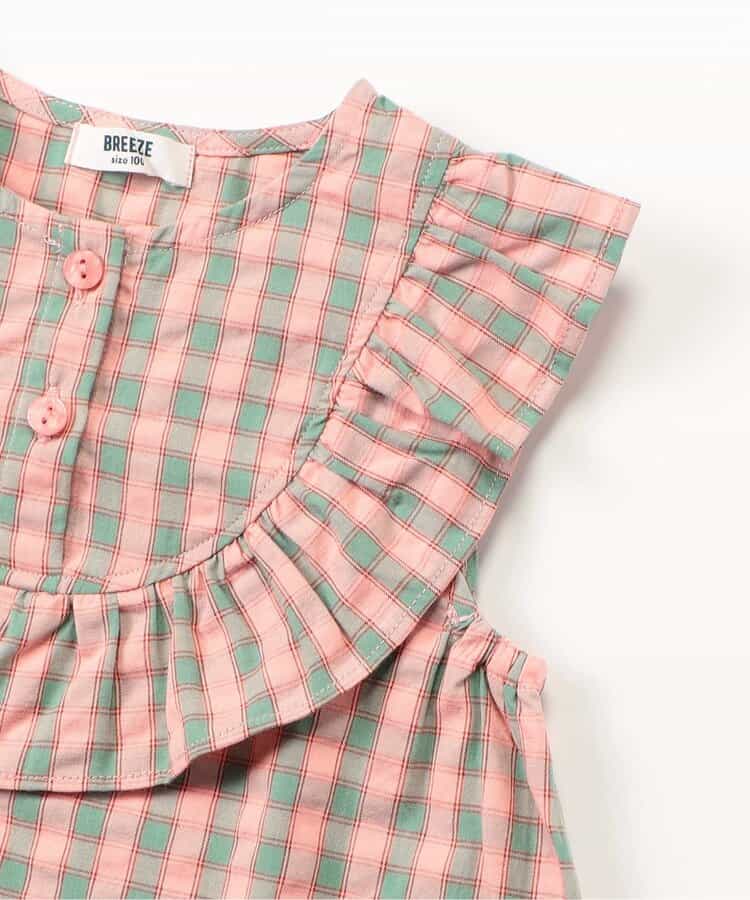 Japanese children's clothing BREEZE plaid sailor vest 90-140cm girls summer TOPS