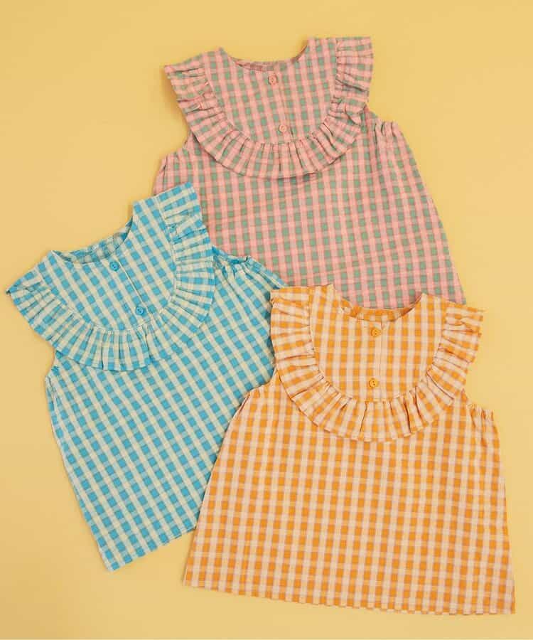 Japanese children's clothing BREEZE plaid sailor vest 90-140cm girls summer TOPS