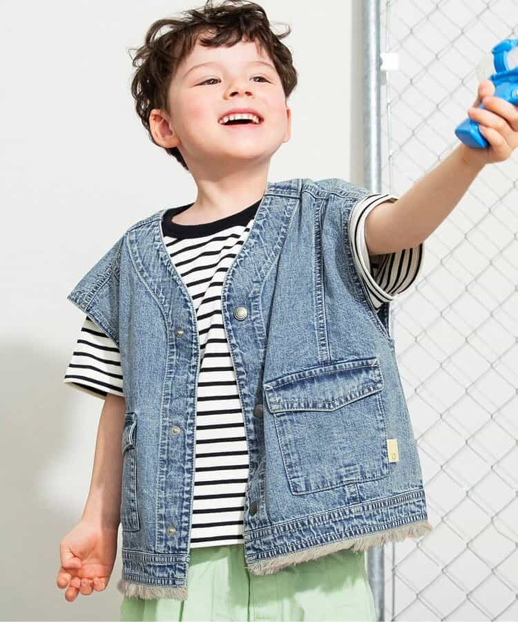 Japanese children's clothing BREEZE tassel denim vest 80-140cm boys' summer OUTERWEAR