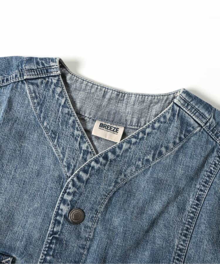 Japanese children's clothing BREEZE tassel denim vest 80-140cm boys' summer OUTERWEAR