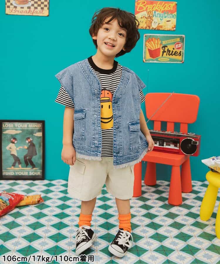 Japanese children's clothing BREEZE tassel denim vest 80-140cm boys' summer OUTERWEAR