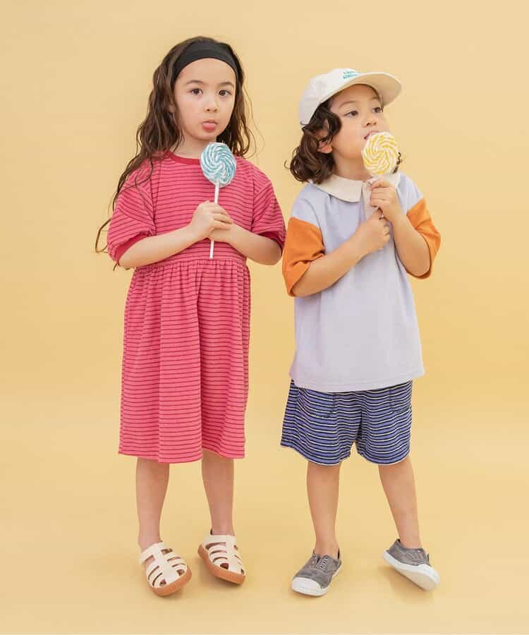 Japanese BREEZE Towel Stripe Dress 80-140cm Girls Summer Dresses