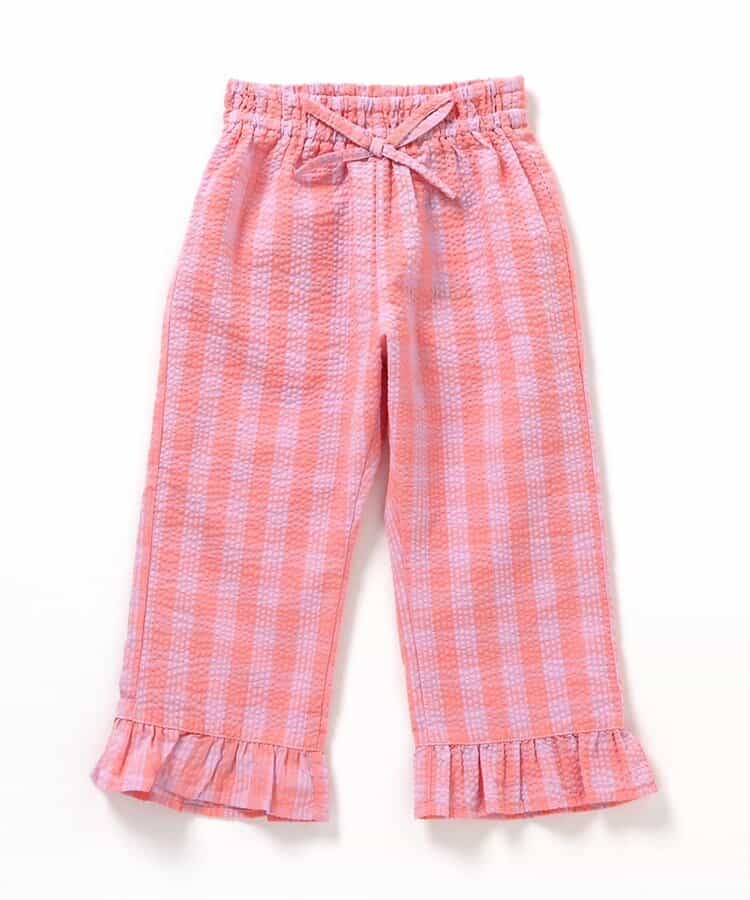 Japanese children's clothing BREEZE ruffle plaid trousers 80-140cm girls summer PANTS