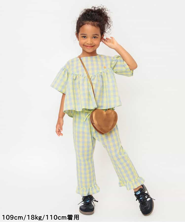 Japanese children's clothing BREEZE ruffle plaid trousers 80-140cm girls summer PANTS