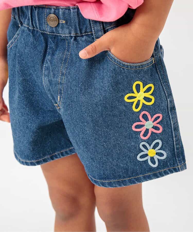 Japanese children's clothing BREEZE embroidered denim shorts 80-140cm girls' summer PANTS