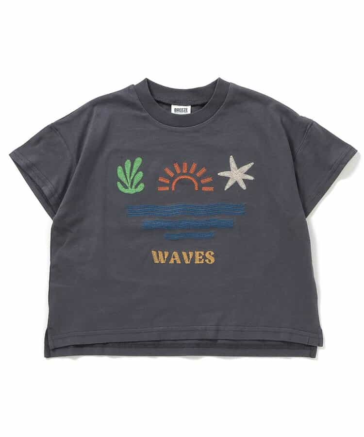 BREEZE Japanese Kids' Vacation Style Embroidered Tops (80-140cm) for Boys and Girls Summer PANTS