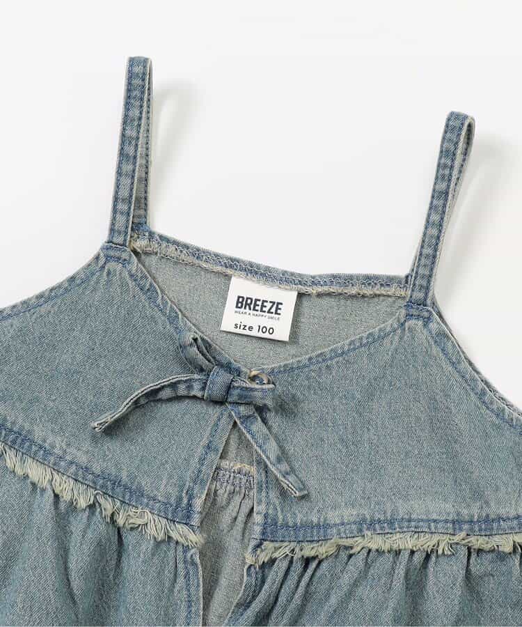 Japanese children's clothing BREEZE suspender denim top two-piece set 80-140cm girls summer TOPS