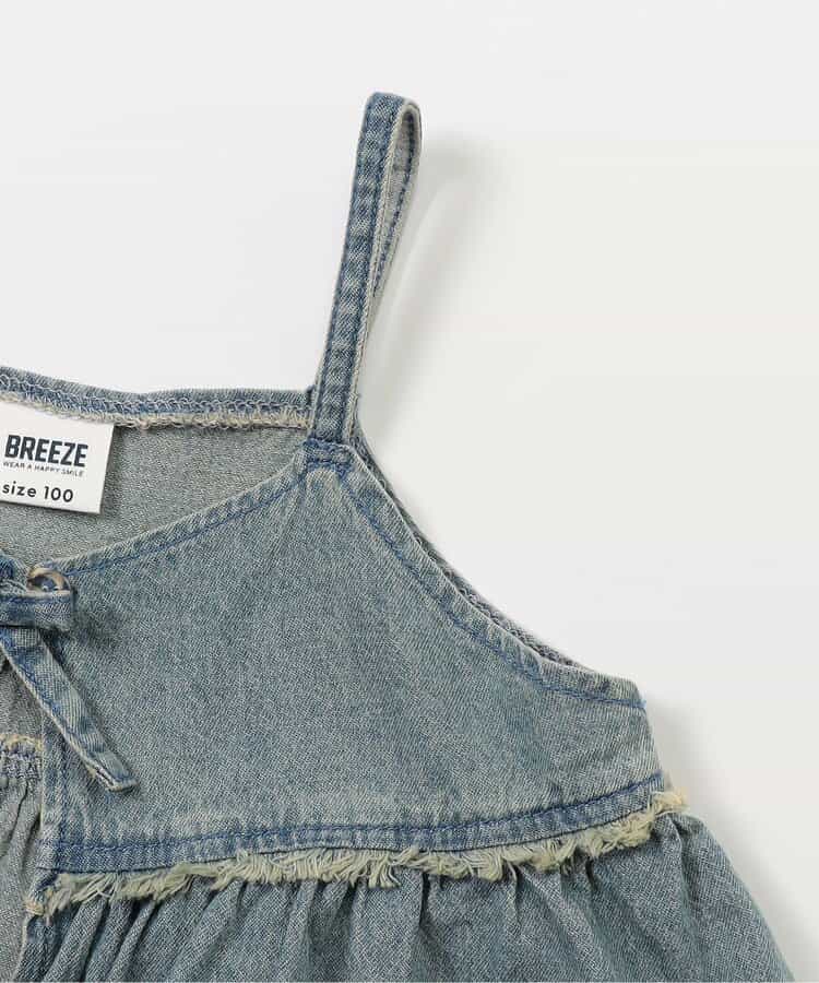 Japanese children's clothing BREEZE suspender denim top two-piece set 80-140cm girls summer TOPS