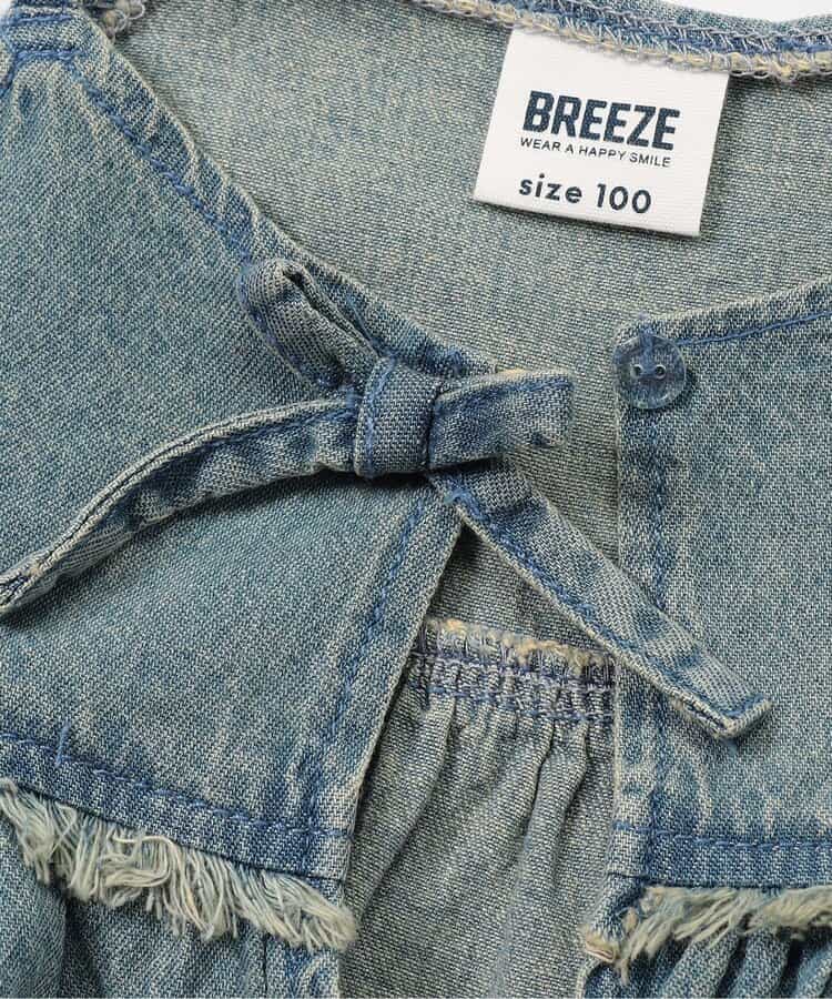 Japanese children's clothing BREEZE suspender denim top two-piece set 80-140cm girls summer TOPS