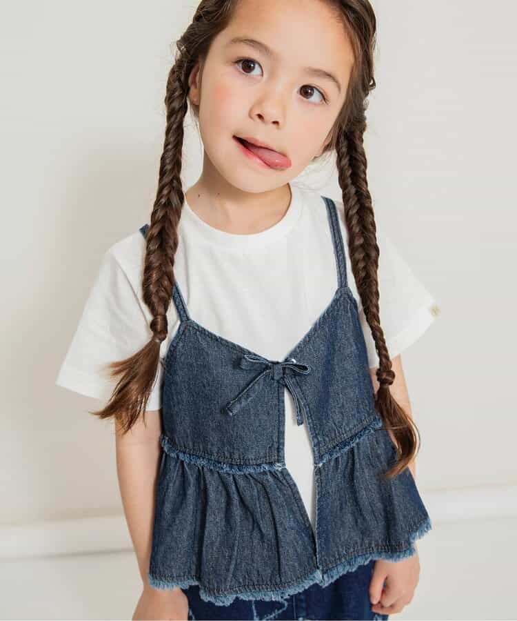 Japanese children's clothing BREEZE suspender denim top two-piece set 80-140cm girls summer TOPS