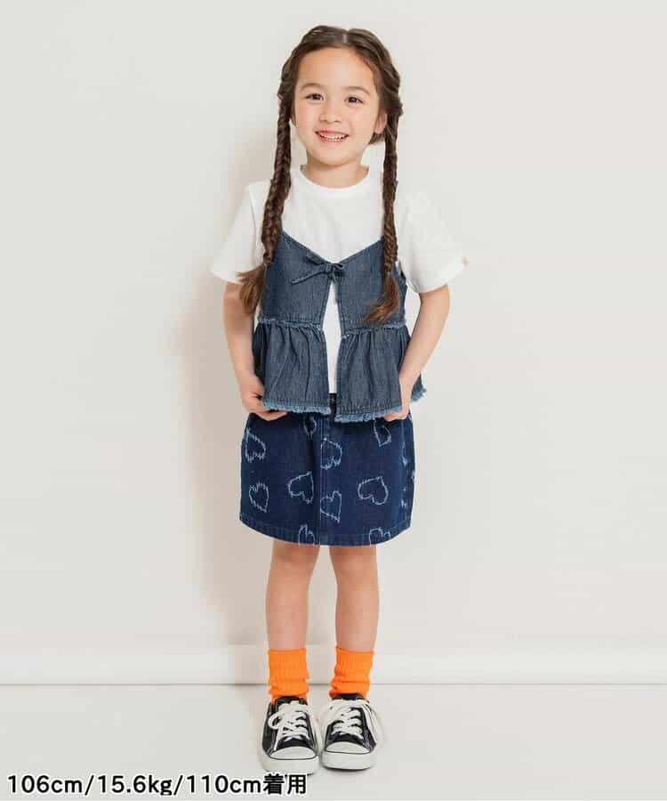 Japanese children's clothing BREEZE suspender denim top two-piece set 80-140cm girls summer TOPS