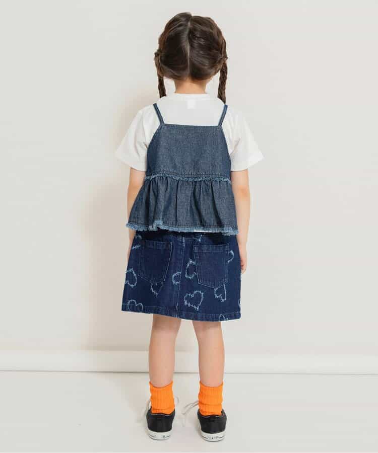 Japanese children's clothing BREEZE suspender denim top two-piece set 80-140cm girls summer TOPS