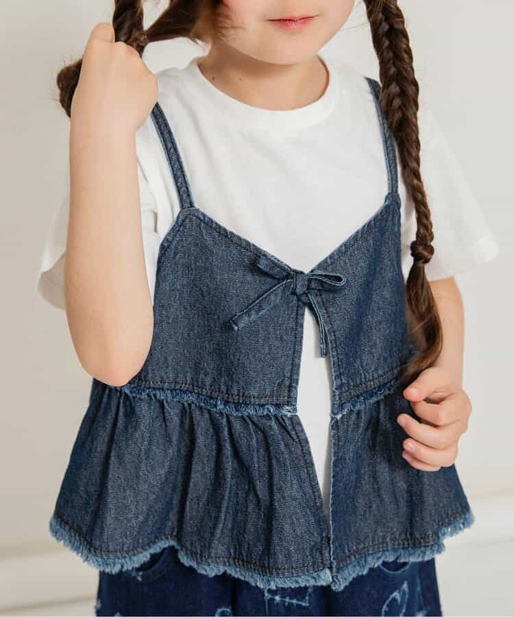 Japanese children's clothing BREEZE suspender denim top two-piece set 80-140cm girls summer TOPS
